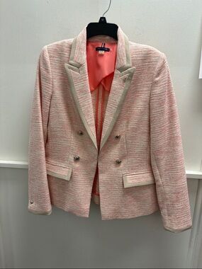 Tommy Hilfiger Pink Tweed Blazer with Cream Trim